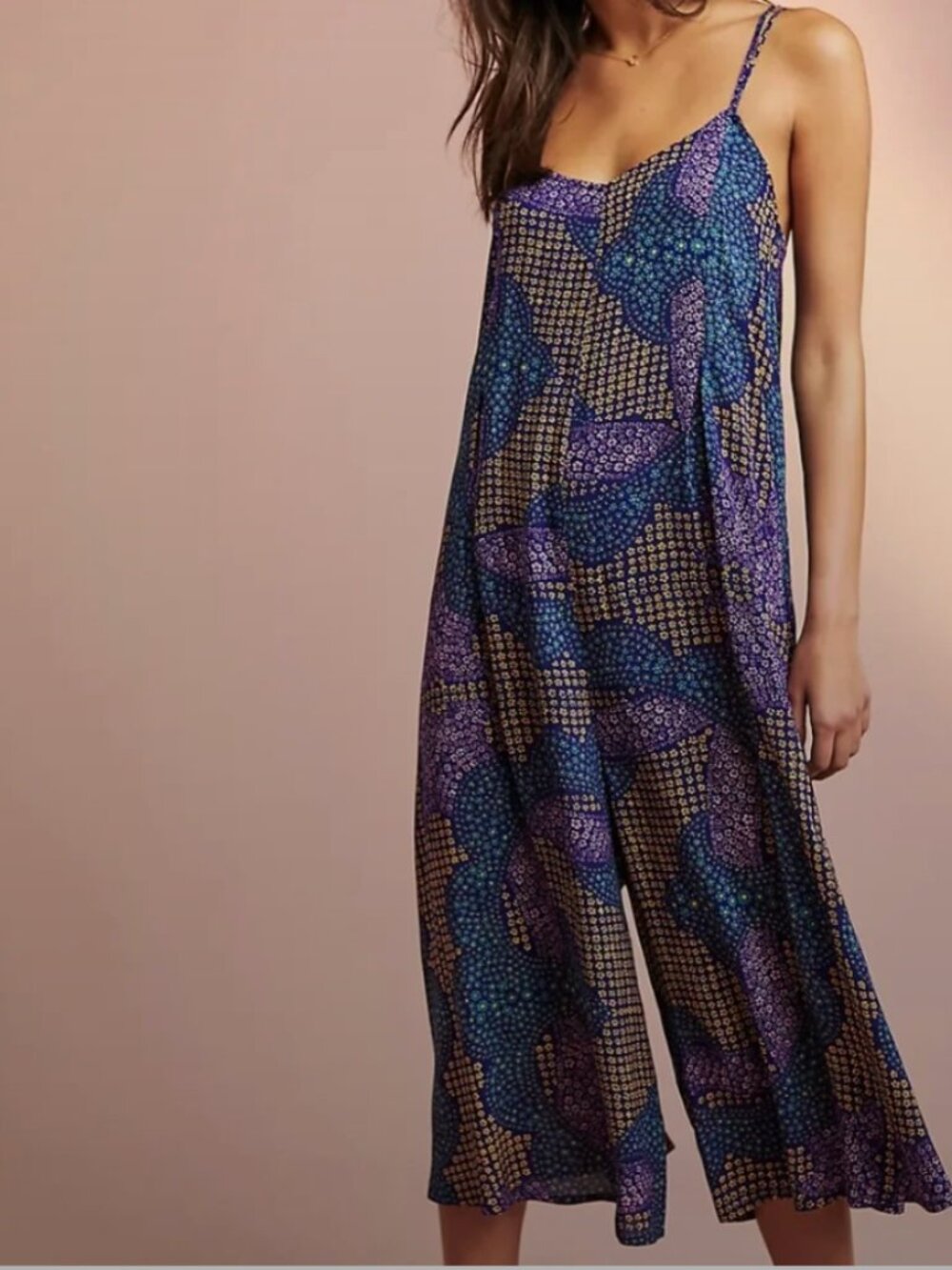 Floreat Lounge Jumpsuit Patterned Purple and Blue sz M